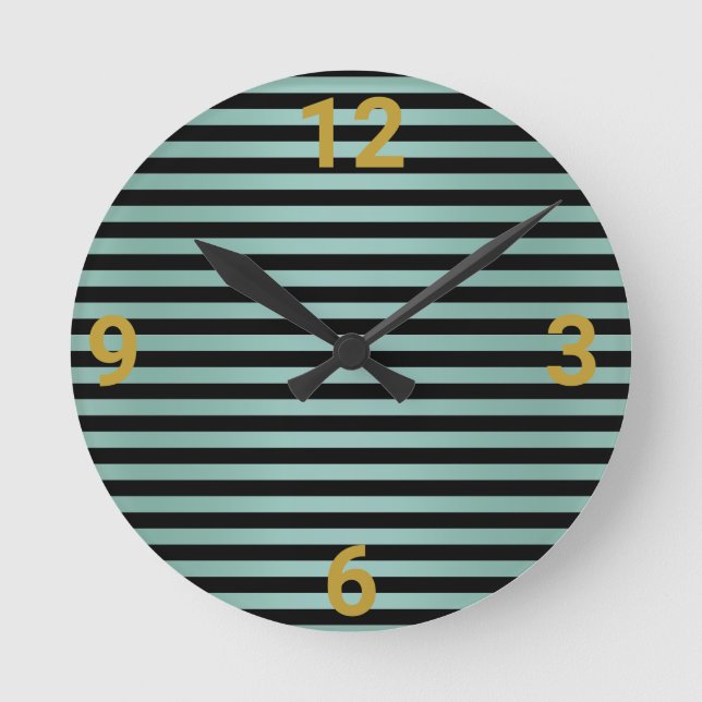 Sage Grönt Black Rand Wall Clock Rund Klocka (Framsida)