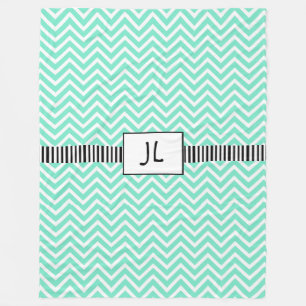 Sage Grönt Black Stripe Monogrammed Ull Blanke Fleecefilt
