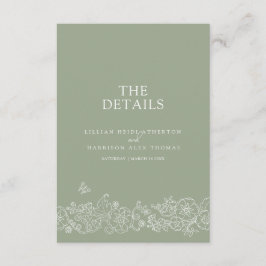 Sage grönt blommar Butterflies bröllop information Tilläggskort