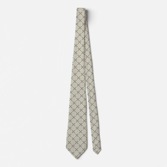 Sage Grönt Blommdesign Slips (Framsida)