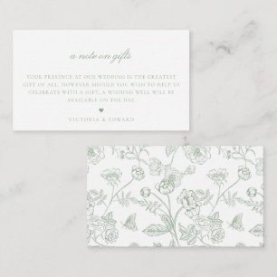 Sage Grönt Blommigt A Note on Gifts Bröllop Tilläggskort