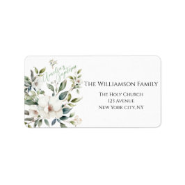 Sage Grönt Blommigt Baptism Adressetikett