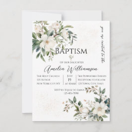 Sage Grönt Blommigt Baptism Inbjudningar