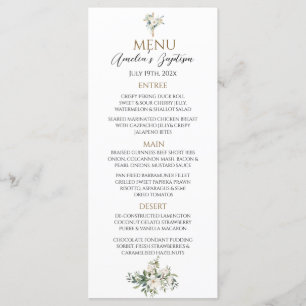 Sage Grönt Blommigt Baptism Meny
