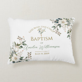 Sage Grönt Blommigt Baptism Prydnadskudde