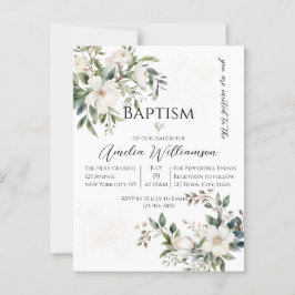 Sage Grönt Blommigt Baptism Vykort