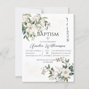 Sage Grönt Blommigt Baptism Vykort