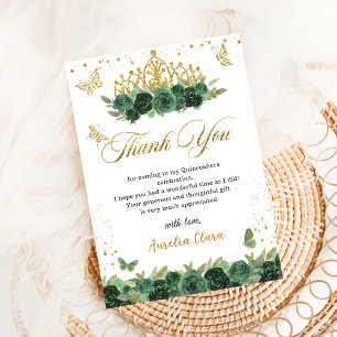 Sage Grönt Blommigt Butterflies Quinceañera Birthd Tack Kort