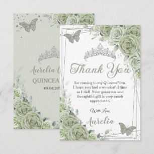 Sage Grönt Blommigt Butterflies Quinceañera Sweet Tack Kort