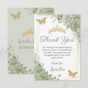 Sage Grönt Blommigt Butterflies Quinceañera Sweet Tack Kort