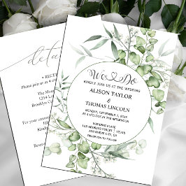 Sage Grönt Blommigt Calligraphy Simple All in One Inbjudningar