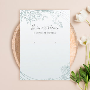 Sage Grönt Blommigt Circle Earring Jewelry Visning Visitkort