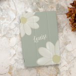 Sage Grönt Blommigt Cream Daisy ipad cover iPad Mini Skydd<br><div class="desc">Lägg till ditt namn till den här söta grönten och daisyn blomma ipad cover</div>