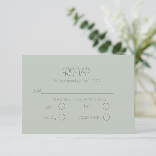 Sage Grönt Blommigt Elegant bröllop OSA Kort (Stående Fram)