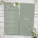 Sage Grönt Blommigt Greenery Monogram Bröllop Midd Meny<br><div class="desc">Den här menyn för elegant Sage grönt blommigt botanical grey lövs bröllop kan vara personlig med dina uppgifter i chic typografi med ditt monogram initialer på motsatt sida. Designad av Thisisnotme©</div>