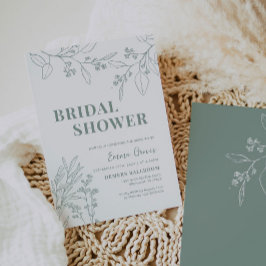 Sage Grönt Blommigt Inbjudningskort för möhippan