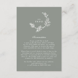 Sage Grönt Blommigt Monogram Utandning Bröllop Tilläggskort