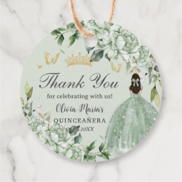 Sage Grönt Blommigt Princess Quinceañera Gåvor Etiketter