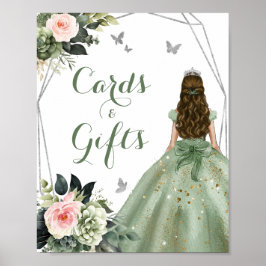 Sage Grönt Blommigt  Rosa Girl XV Cards Gifts Poster