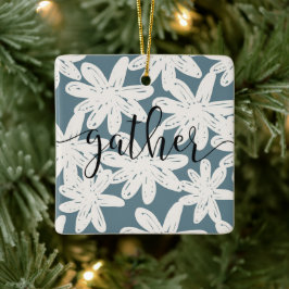 Sage Grönt Blommigt Script Samla in Land Farmhouse Julgransprydnad Keramik