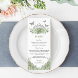 Sage Grönt Blommigt Silver Quinceanera Birthday Me Program
