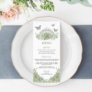 Sage Grönt Blommigt Silver Quinceanera Birthday Me Program