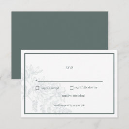 Sage Grönt Blommigt Simple Bröllop OSA Card Kort