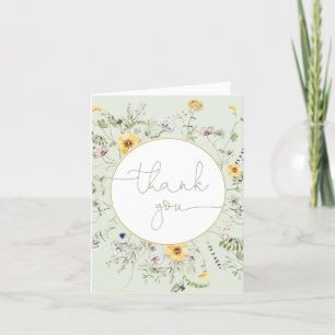 Sage grönt Blommigt wilblommor gender neutral Tack Kort