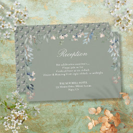 Sage Grönt Blommigt Wildblommbröllopsmottagning Tilläggskort
