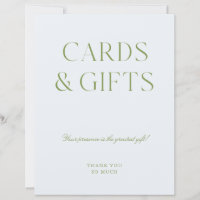 Sage Grönt & Blue Card & Gifts Bröllop-tecken