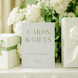 Sage Grönt & Blue Card & Gifts Bröllop-tecken Inbjudningar