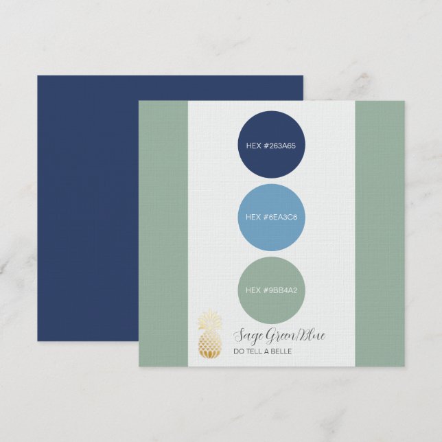 Sage Grönt Blue Färg Palette Card Inbjudningar (Fram/baksida)