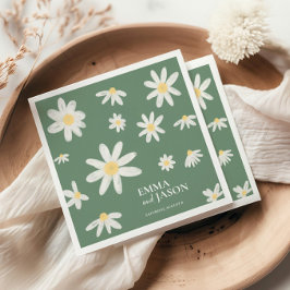 Sage Grönt Bohemian Daisy Flower Napkins Pappersservett