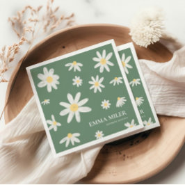 Sage Grönt Bohemian Daisy Flower Napkins Pappersservett