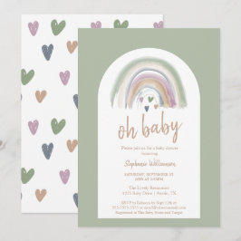 Sage Grönt Boho Arch Baby Shower-inbjudan Inbjudningar