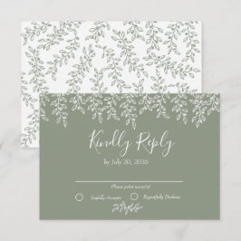 Sage Grönt Boho Botanical Elegant bröllop OSA Kort