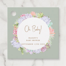 Sage Grönt Boho Cactus Desert Oh Baby Shower Gåvor Etiketter