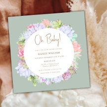 Sage Grönt Boho Cactus Desert Oh Baby Shower