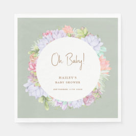 Sage Grönt Boho Cactus Desert Oh Baby Shower Pappersservett