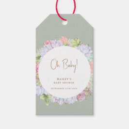 Sage Grönt Boho Cactus Desert Oh Baby Shower Presentetikett