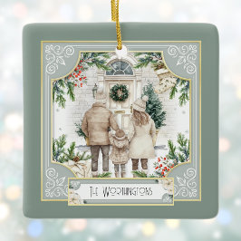 Sage Grönt Boho Chic Personlig-familjen - jul Julgransprydnad Keramik