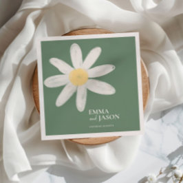 Sage Grönt Boho Daisy Blommigt Napkins Pappersservett