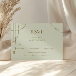 Sage Grönt Boho Draped Beaded Bröllop OSA Kort
