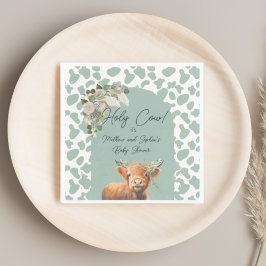 Sage Grönt Boho Heliga Cow Farm Baby Shower Pappersservett