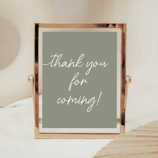 Sage Grönt Boho-minimalistisk Tack för att komma Poster (Sweet Baby Boy Boho Baby Shower Thank You for Coming Sign)