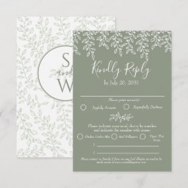 Sage Grönt Boho Modern Elegant Botanical Bröllop OSA Kort