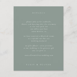 Sage Grönt Boho Photo Bröllop Modern Tilläggskort