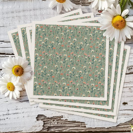 Sage Grönt Boho Wildblomma Baby i Bloom Shower Pappersservett