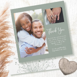 Sage Grönt Boho Wildblomma Bröllop Tack Inbjudningar