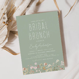 Sage Grönt Boho WildblommMöhippa Brunch Shower Inbjudningar